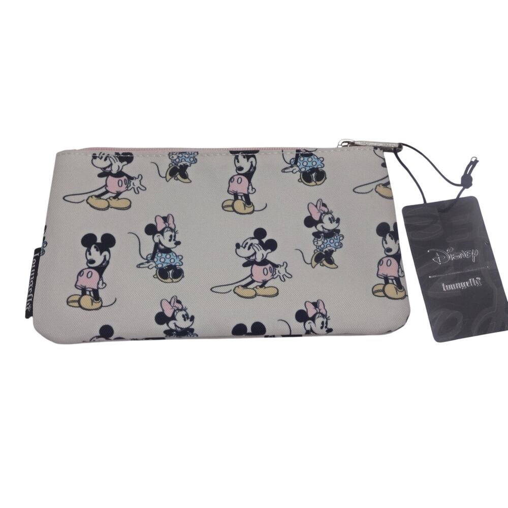 Disney Loungefly Mickey Minnie Canvas Zip Pouch NWT
